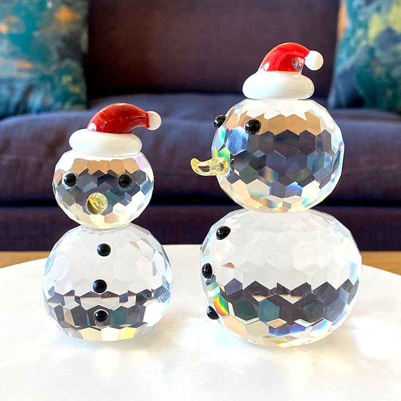 Transparent White Crystal Glass Christmas Snowman Home Decoration - Seasonal Chic Variety