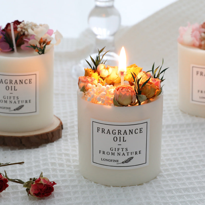 Dried Flowers Decor Romantic Candles - Seasonal Chic Variety