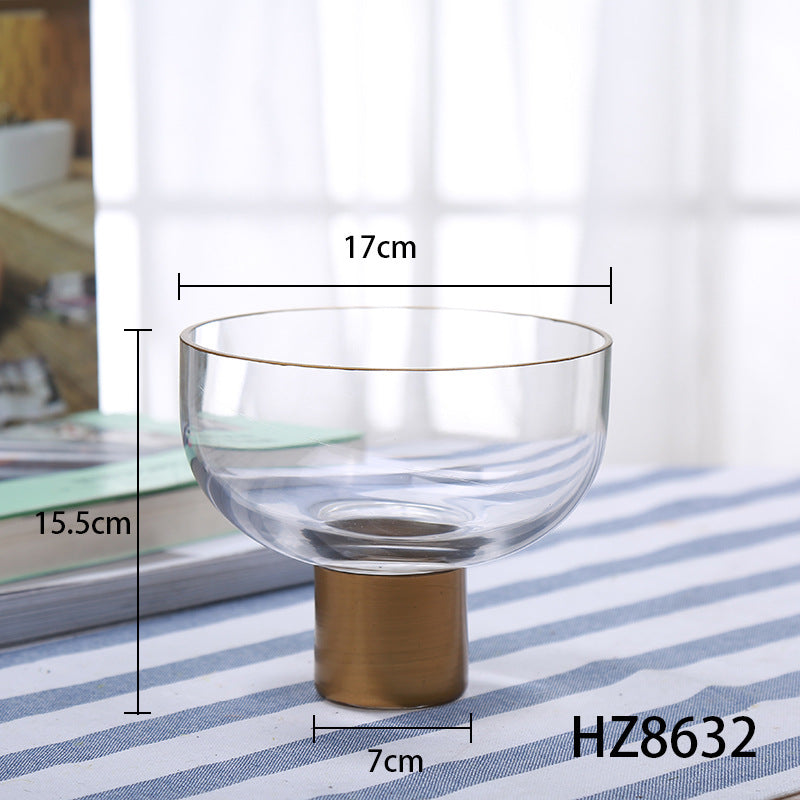 Simple High-grade Transparent Glass Candle Holder With Copper Ring - Seasonal Chic Variety