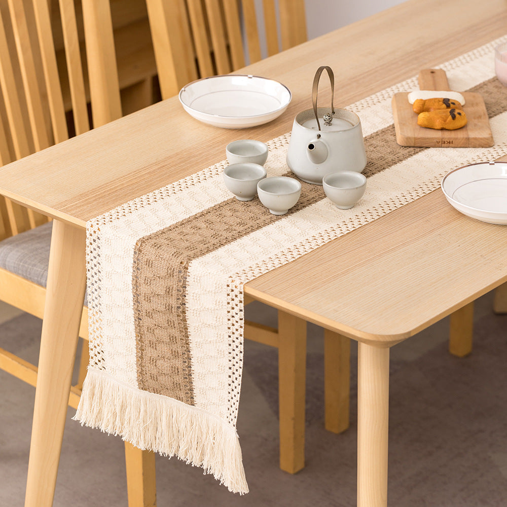 Runner Tassel Hollow Pattern Tea  Table Decoration Cover Cloth - Seasonal Chic Variety