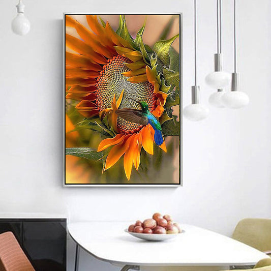 HUACAN 5D Diy Diamond Painting Sunflower Wall Sticker Embroidery Mosaic Hummingbird Home Decor - Seasonal Chic Variety