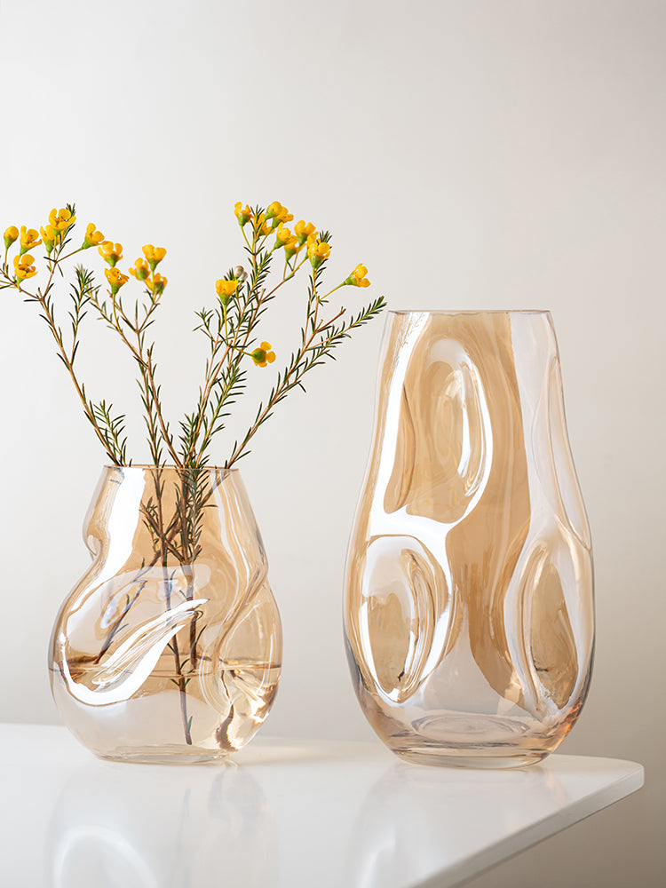 Light Luxury Style Golden Irregular OppositeSex Vase - Seasonal Chic Variety