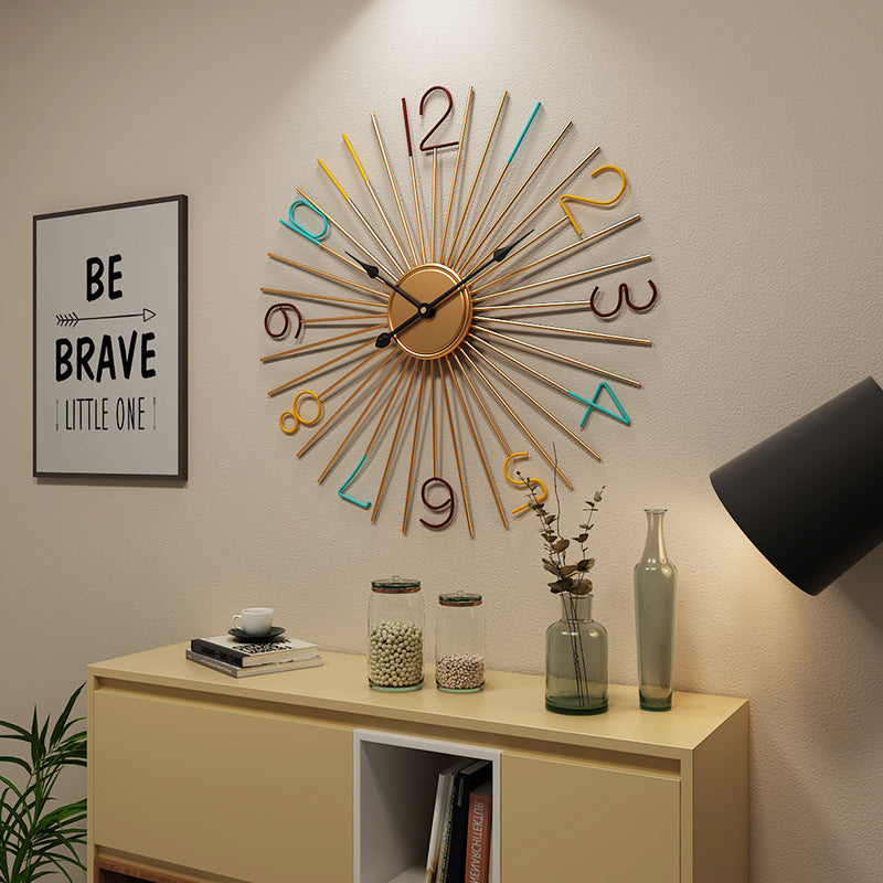 Fashion Silent Metal Wall Clock Creative Living Room - Seasonal Chic Variety