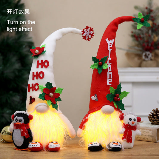 Christmas Glowing Gnome Doll Clover With Lights Faceless Doll Doll Ornaments - Seasonal Chic Variety