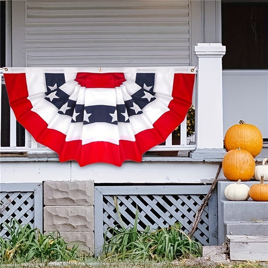 1pc Printed Stripes Stars USA Pleated Fan Bunting Half Banner Flag For July 4th Independence Day Decoration USA Pleated Fan Flag - Seasonal Chic Variety