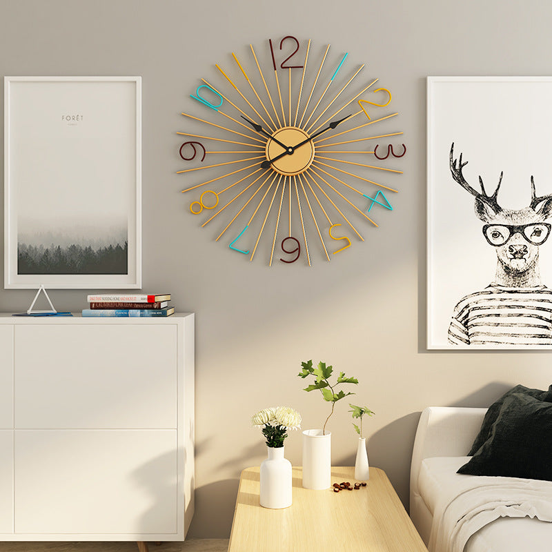 Fashion Silent Metal Wall Clock Creative Living Room - Seasonal Chic Variety